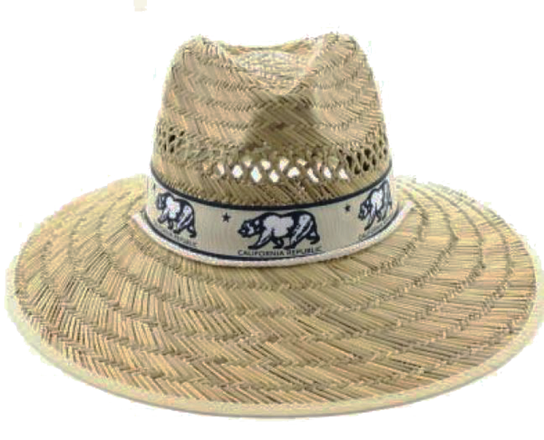 Natural and Neutral Hats Adult California Band Rush Straw Lifeguard Hat,  Cali , Bear Online Sale - Image 4