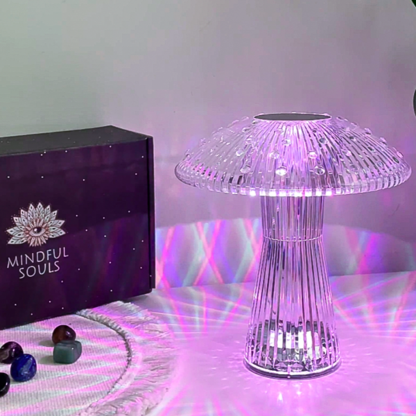 Remote Control Mushroom Shaped Crystal Table Lamp with Multi Color Changing Lights Discount - Image 2