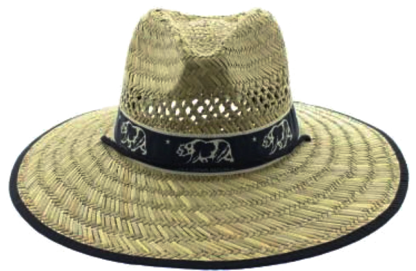 Natural and Neutral Hats Adult California Band Rush Straw Lifeguard Hat,  Cali , Bear Online Sale - Image 3