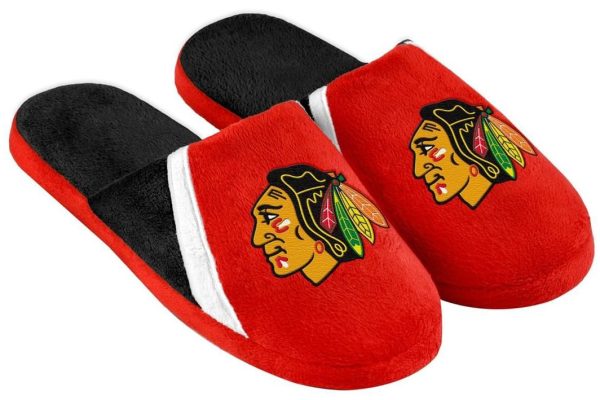 Chicago Blackhawks NHL Swoop Logo Slide Slippers For Cheap